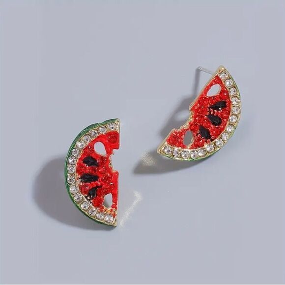 🍉 Betsey Johnson sparkling & sweet & juicy watermelon slice earrings 🍉 - Picture 8 of 9